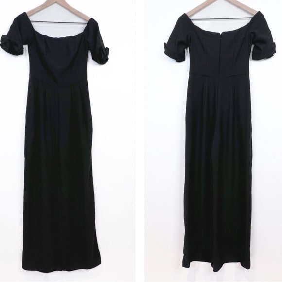 Gal Meets Glam Meredith Off-the-Shoulder Wide Leg  Jumpsuit in black - Picture 8 of 14